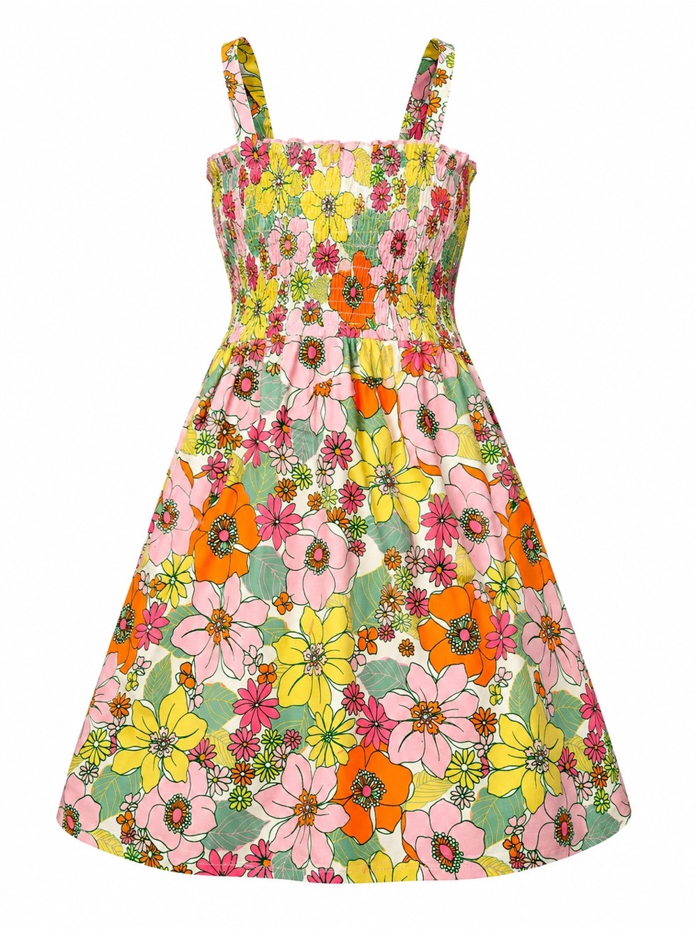 Zunie Girl Floral Sundress in Mint, Pink & Yellow